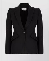 McQueen - Wool Blazer With Structured Shoulders And Tailored Silhouette - Lyst
