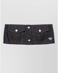 Prada - Cotton Shirt Top Button Detailing Pockets - Lyst