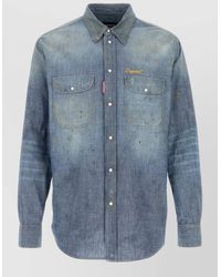 DSquared² - Denim Shirt Long Sleeves Chest Pockets Distressed - Lyst