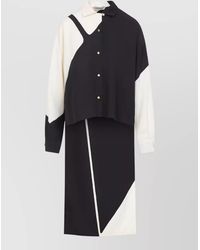 Alberta Ferretti - Twill Shirt Dress Long Sleeves Asymmetric - Lyst