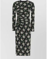 Dolce & Gabbana - Silk Floral-Print Draped Midi Dress - Lyst
