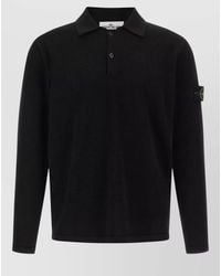 Stone Island - Ribbed Long Sleeve Knit Polo Shirt - Lyst
