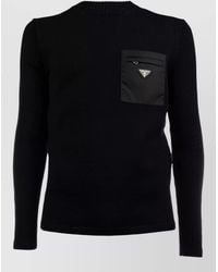 Prada - Knit Top Long Sleeves Chest Pocket Ribbed - Lyst