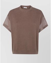 Brunello Cucinelli - Crew Neck Ribbed Sweater Sheer Short Sleeves - Lyst