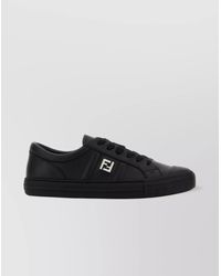 Fendi - Leather Low-Top Round Toe Sneakers - Lyst