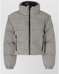 Pinko - Houndstooth Hooded Coat Silk Nylon Blend - Lyst