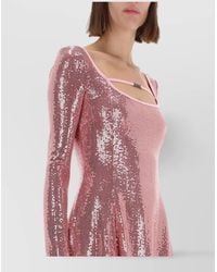 Versace Jeans Couture - Sequin Long Sleeve Mini Dress - Lyst