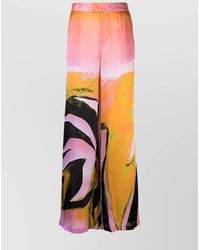 Louisa Ballou - Silk High-Rise Wide-Leg Printed Trousers - Lyst