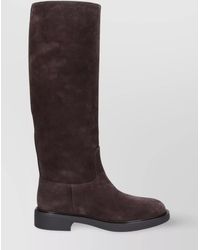 Gianvito Rossi - Heeled Suede Knee-High Boots With Round Toe - Lyst