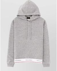 DSquared² - Hoodie Logo Detail Drawstring Hood Ribbed Hem - Lyst