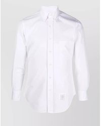 Thom Browne - Button-Down Shirt With Curved Hem And Pocket - Lyst