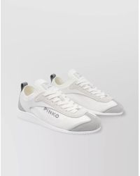 Pinko - Knit And Leather Low-Top Sneakers - Lyst