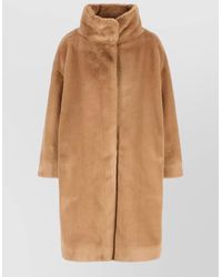 Herno - Longline Coat High Neck Faux Fur - Lyst
