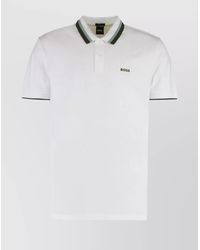 BOSS - Comfortable Cotton Polo Shirt With Contrasting Collar - Lyst