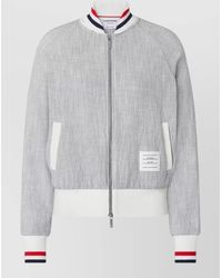 Thom Browne - Cotton Tweed Zip-Up Bomber Jacket - Lyst