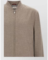 Brunello Cucinelli - Cashmere Flannel Bomber Jacket Ribbed Trims - Lyst