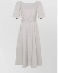 P.A.R.O.S.H. - Wool Dart-Detail Belted Midi Dress - Lyst