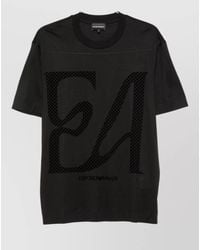 Emporio Armani - Logo Print Crew Neck Cotton Blend T-Shirt - Lyst