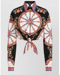 Dolce & Gabbana - Carretto Print Cotton Cropped Tie Shirt - Lyst