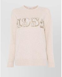 Max Mara - Cashmere Wool Fine-Knit Sequin Long-Sleeve Crew-Neck Jumper - Lyst