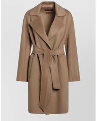 Max Mara - Tenore Belted Long Jacket Notch Lapel - Lyst