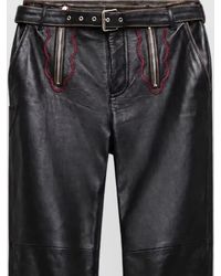 Marni - Leather Straight Leg Belted Trousers - Lyst