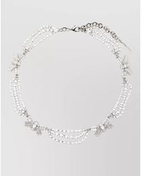 Alessandra Rich - Bow Necklace Multi Strand Rhinestone Detail - Lyst