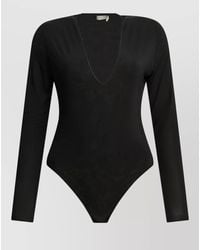 Zimmermann - Long Sleeve V Neck Stretch Bodysuit - Lyst