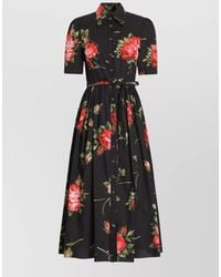 Dolce & Gabbana - Rose Bouquet-Print Poplin Shirt Dress - Lyst