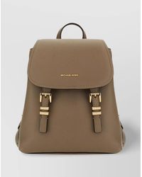 Michael Kors - Leather Backpack With Adjustable Straps And Front Buckle - Lyst