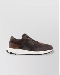 Tod's - Low Top Suede Sneakers With Leather Detail - Lyst