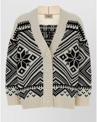 Weekend by Maxmara - Wool Oversized Jacquard V-Neck Cardigan - Lyst
