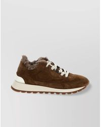 Brunello Cucinelli - Suede Sneakers With Rubber Sole Contrast - Lyst