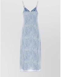 Michael Kors - Floral Print V-Neck Midi Dress With Slit - Lyst