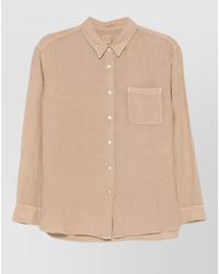 120% Lino - Linen Shirt Long Sleeves Chest Pocket Collar - Lyst