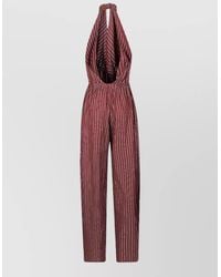 ANDAMANE - Halterneck Striped Backless Jumpsuit Elastic Waistband - Lyst