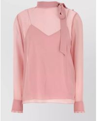 Gucci - Crepe Blouse With Bow Detail And Layered Design - Lyst