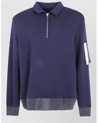 Sacai - Cotton Terry Zip Polo Shirt - Lyst