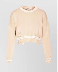 Marni - Cotton Distressed Cropped Crewneck Jumper - Lyst