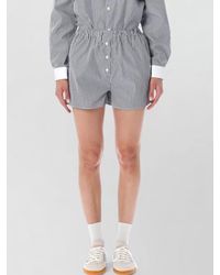 Sporty & Rich - Poplin Lounge Shorts Button Detail Stripes - Lyst