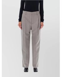 Marni - Embroidered Checked Wool Tailored Trousers - Lyst