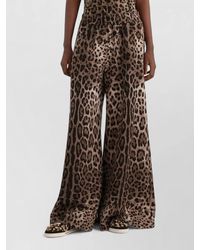 Dolce & Gabbana - Cotton Leopard-Print Wide-Leg Pants - Lyst
