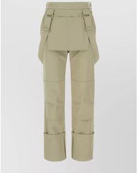 Max Mara - Stretch Cotton Pants With Button Detailing And Cuffed Hem - Lyst