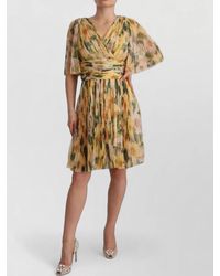 Dolce & Gabbana - Silk Floral Print Pleated Maxi Dress - Lyst