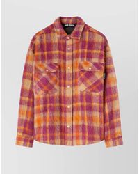 Palm Angels - Relaxed Fit Wool Check Overshirt With Large Pockets - Lyst