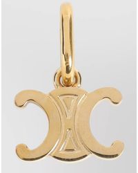 Celine - Brass Logo-Pendant Charm Necklace - Lyst