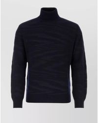 Missoni - Wool Zigzag-Print Ribbed Turtleneck Jumper - Lyst
