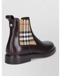Burberry - Check Pattern Ankle Boots Pull Tab Round Toe - Lyst