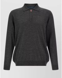 Kiton - Wool Long-Sleeve Polo Sweater - Lyst
