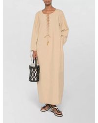 Tory Burch - Linen Long-Sleeve Kaftan Maxi Dress - Lyst